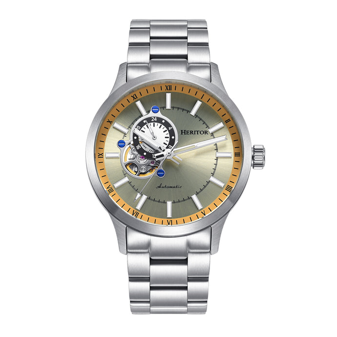 Heritor Automatic Oscar Semi-Skeleton Leather-Band Watch - HERHS1013