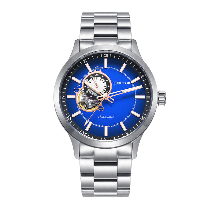 Heritor Automatic Oscar Semi-Skeleton Leather-Band Watch - HERHS1016