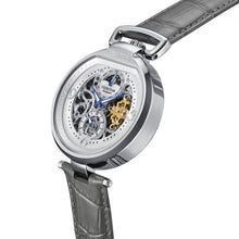 Load image into Gallery viewer, Heritor Automatic Lincoln Semi-Skeleton Leather-Band Watch - Silver/Black - HERHS3602