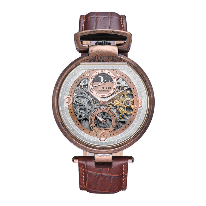 Heritor Automatic Lincoln Semi-Skeleton Leather-Band Watch - HERHS3605