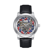 Load image into Gallery viewer, Heritor Automatic Emmanuel Semi-Skeleton Leather-Band Watch - Silver/Black - HERHS3701