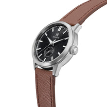 Load image into Gallery viewer, Heritor Automatic Argento Leather-Band Watch - Black/Silver/Brown - HERHS3805
