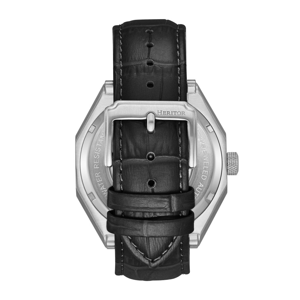 Heritor Automatic Antoni Leather-Band Watch - Silver/Black/Black