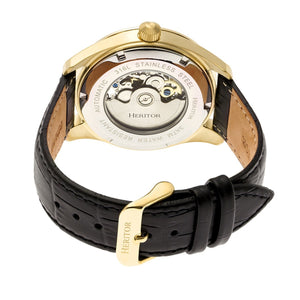 Heritor Automatic Stanley Semi-Skeleton Leather-Band Watch - Gold/Silver - HERHR6505