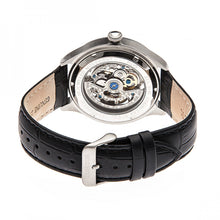 Load image into Gallery viewer, Heritor Automatic Odysseus Leather-Band Skeleton Watch - Silver/Black - HERHR3704
