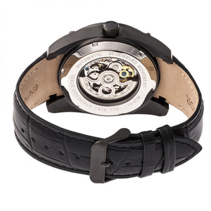 Heritor Automatic Daniels Semi-Skeleton Leather-Band Watch - Black - HERHR7407