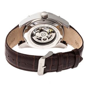 Heritor Automatic Daniels Semi-Skeleton Leather-Band Watch - Silver - HERHR7404