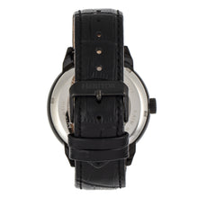 Load image into Gallery viewer, Heritor Automatic Sanford Semi-Skeleton Leather-Band Watch - Black - HERHR8305
