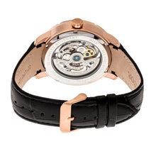 Load image into Gallery viewer, Heritor Automatic Ryder Skeleton Leather-Band Watch - Black/Rose Gold - HERHR4606
