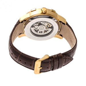 Heritor Automatic Callisto Semi-Skeleton Leather-Band Watch - Gold/Silver - HERHR7204
