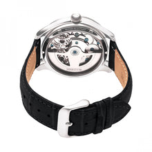 Load image into Gallery viewer, Heritor Automatic Winthrop Leather-Band Skeleton Watch - Silver/Black - HERHR7302