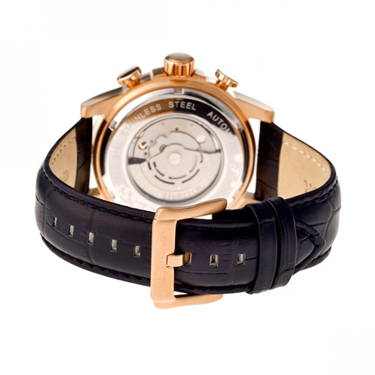 Heritor Automatic Stainless high quality Steel Gold Mens Watch With Black Leather Band