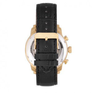 Heritor Automatic Arthur Semi-Skeleton Leather-Band Watch w/ Day/Date - Gold/Black - HERHR7905