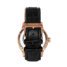 Load image into Gallery viewer, Heritor Automatic Everest Wooden Bezel Leather Band Watch /Date  - Rose Gold/Black - HERHS1605
