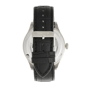 Heritor Automatic Gregory Semi-Skeleton Leather-Band Watch - Silver/Black - HERHR8101