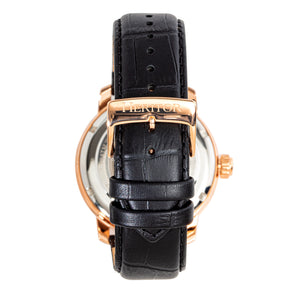 Heritor Automatic Maxim Semi-Skeleton Leather-Band Watch - Rose Gold/Black - HERHR8604