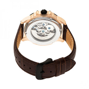Heritor Automatic Bonavento Semi-Skeleton Leather-Band Watch - Rose Gold/Black - HERHR5605