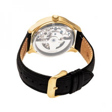 Load image into Gallery viewer, Heritor Automatic Winthrop Leather-Band Skeleton Watch - Gold/Black - HERHR7304
