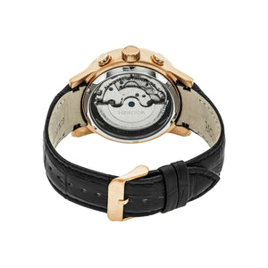 Heritor Automatic Hannibal Semi-Skeleton Leather-Band Watch - Rose Gold/Silver - HERHR4105