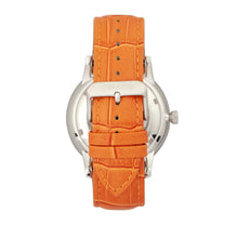 Load image into Gallery viewer, Heritor Automatic Landon Semi-Skeleton Leather-Band Watch - Silver/Orange - HERHR7703
