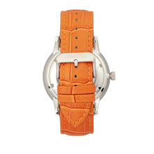 Load image into Gallery viewer, Heritor Automatic Landon Semi-Skeleton Leather-Band Watch - Silver/Orange - HERHR7703