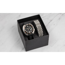Load image into Gallery viewer, Heritor Automatic Matador Box Set with Interchangable Bands and Date Display - Black/Orange - HERHR9302
