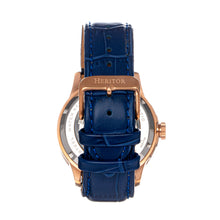 Load image into Gallery viewer, Heritor Automatic Everest Wooden Bezel Leather Band Watch /Date - Rose Gold/Blue - HERHS1604