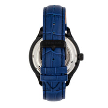 Load image into Gallery viewer, Heritor Automatic Harding Semi-Skeleton Leather-Band Watch - Black/Blue - HERHR9005