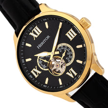 Load image into Gallery viewer, Heritor Automatic Harding Semi-Skeleton Leather-Band Watch - Gold/Black - HERHR9004