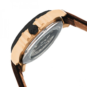 Heritor Automatic Bonavento Semi-Skeleton Leather-Band Watch - Rose Gold/Black - HERHR5605