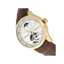 Load image into Gallery viewer, Heritor Automatic Gregory Semi-Skeleton Leather-Band Watch - Gold/Brown - HERHR8103