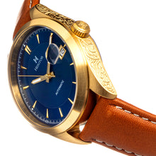 Load image into Gallery viewer, Heritor Automatic Ashton Leather-Band Watch w/Date - Dark Blue/Tan - HERHS1405