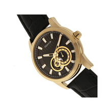 Load image into Gallery viewer, Heritor Automatic Davidson Semi-Skeleton Leather-Band Watch - Gold/Black - HERHR8005