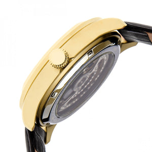 Heritor Automatic Odysseus Leather-Band Skeleton Watch - Gold/Black - HERHR3706