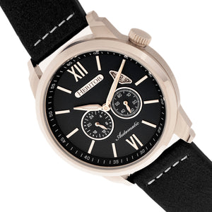 Heritor Automatic Wellington Leather-Band Watch - Silver/Black - HERHR8201