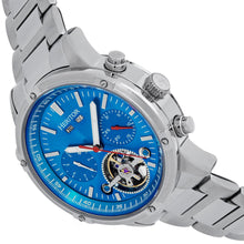Load image into Gallery viewer, Heritor Automatic Wilhelm Semi-Skeleton Bracelet Watch w/Day/Date - Silver/Blue - HERHS2103