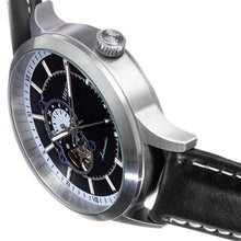 Load image into Gallery viewer, Heritor Automatic Oscar Semi-Skeleton Leather-Band Watch - Black - HERHS1001
