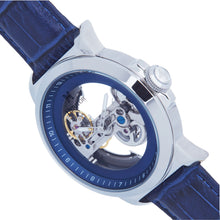 Load image into Gallery viewer, Heritor Automatic Xander Semi-Skeleton Leather-Band Watch - Silver/Blue - HERHS2402