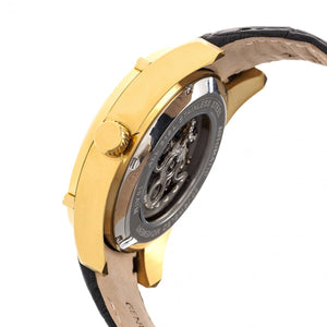 Heritor Automatic Daniels Semi-Skeleton Leather-Band Watch - Gold/Black - HERHR7405