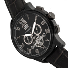 Load image into Gallery viewer, Heritor Automatic Hudson Semi-Skeleton Leather-Band Watch w/Day/Date - Black - HERHR7505