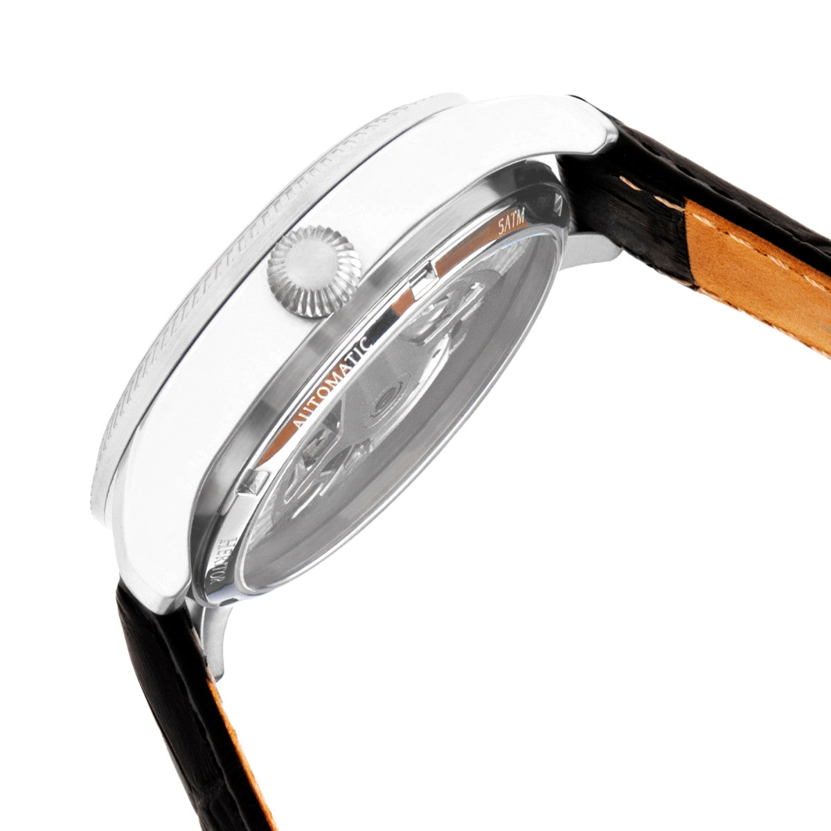 Heritor Automatic Winthrop Leather-Band Skeleton Watch