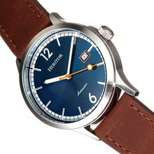 Load image into Gallery viewer, Heritor Automatic Becker Leather-Band Watch w/Date - Silver/Navy - HERHR9605