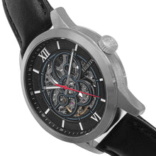 Load image into Gallery viewer, Heritor Automatic Jonas Leather-Band Skeleton Watch - Silver/Black - HERHR9501