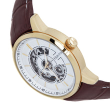Load image into Gallery viewer, Heritor Automatic Davies Semi-Skeleton Leather-Band Watch - Gold/Brown - HERHS2504