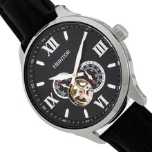 Load image into Gallery viewer, Heritor Automatic Harding Semi-Skeleton Leather-Band Watch - Silver/Black - HERHR9002