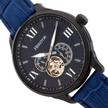 Load image into Gallery viewer, Heritor Automatic Harding Semi-Skeleton Leather-Band Watch - Black/Blue - HERHR9005
