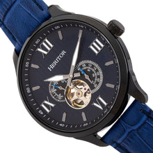 Load image into Gallery viewer, Heritor Automatic Harding Semi-Skeleton Leather-Band Watch - Black/Blue - HERHR9005