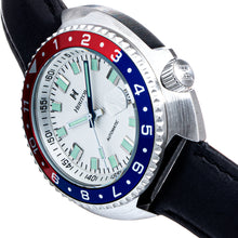 Load image into Gallery viewer, Heritor Automatic Pierce Leather-Band Watch w/Date - White/Red&Blue - HERHS1202