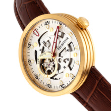 Load image into Gallery viewer, Heritor Automatic Jasper Skeleton Leather-Band Watch - Gold/White - HERHR8706