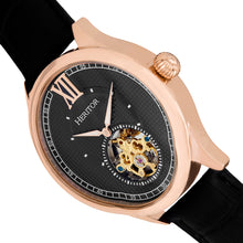 Load image into Gallery viewer, Heritor Automatic Hayward Semi-Skeleton Leather-Band Watch - Rose Gold/Black - HERHR9406
